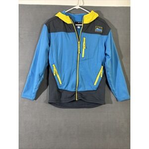 Eddie Bauer Homme + Femme Mens S Jacket Blue Bright Yellow Fleece Outback Hoodie